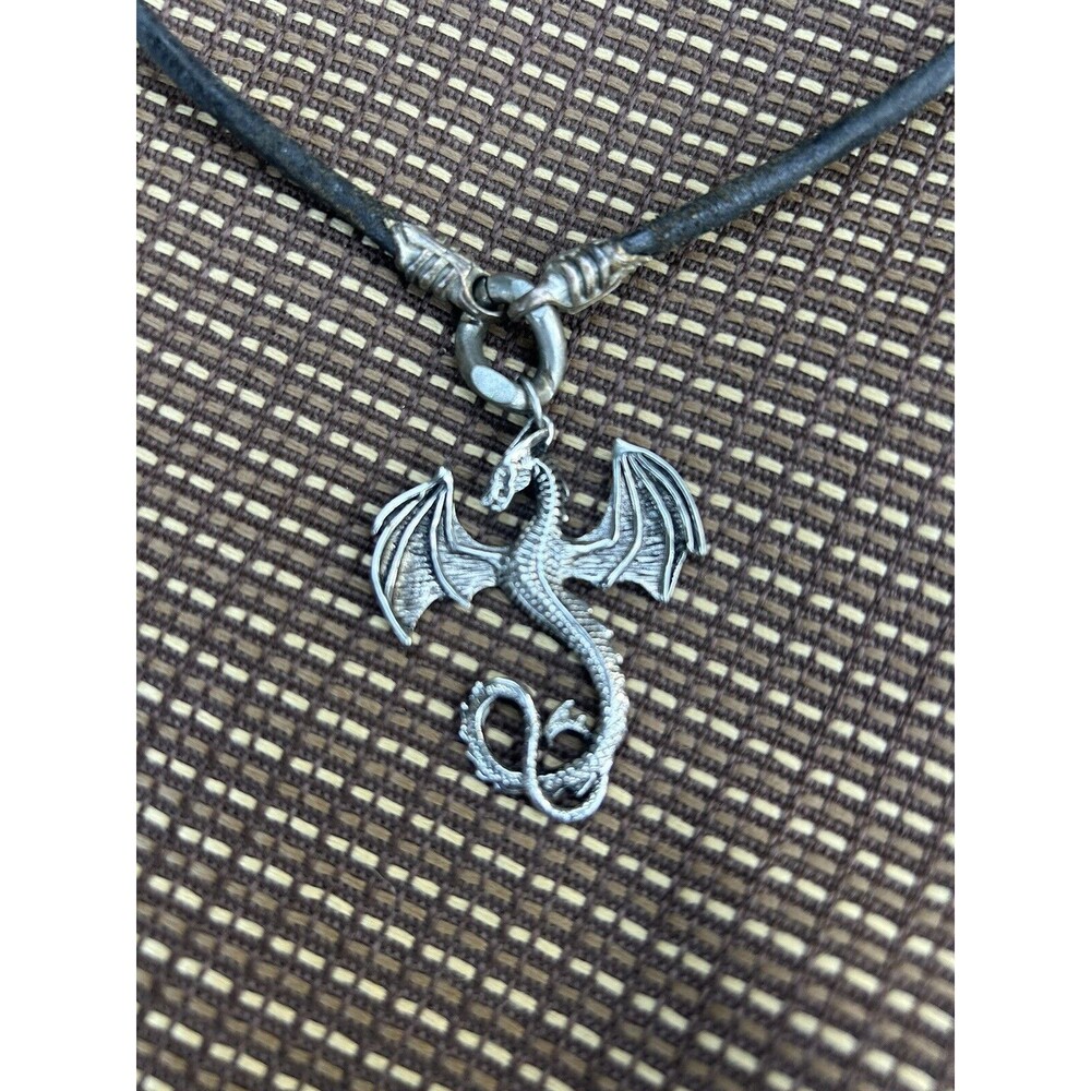 BICO Australia Dragon Charm Pendent Black Waxed Cord 18" Necklace